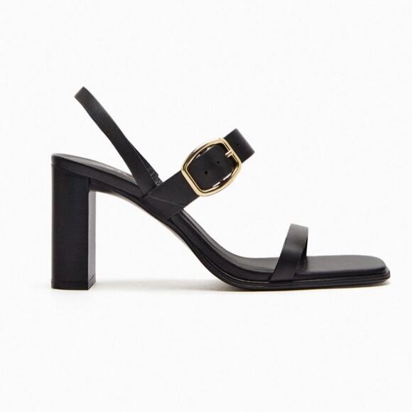 ZARA HEELED LEATHER SANDALS WITH BUCKLE - Picture 6 of 10